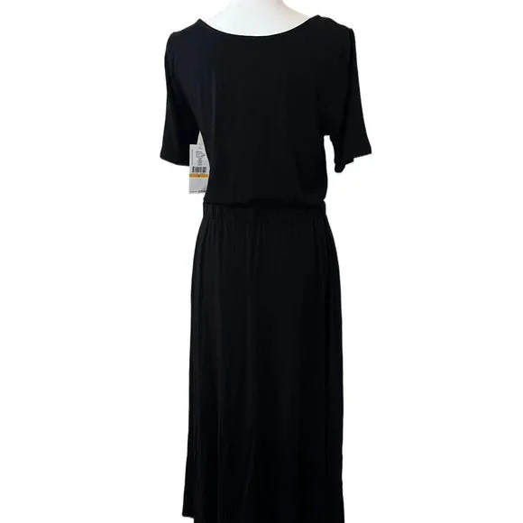 Karen Kane Black Cinched Waist & Swingy Midi Skirt Artisan Dress Size Small NWT - Picture 8 of 13